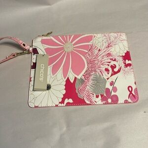 2/$30 Chico’s Large Pink Floral Pouch Wristlet